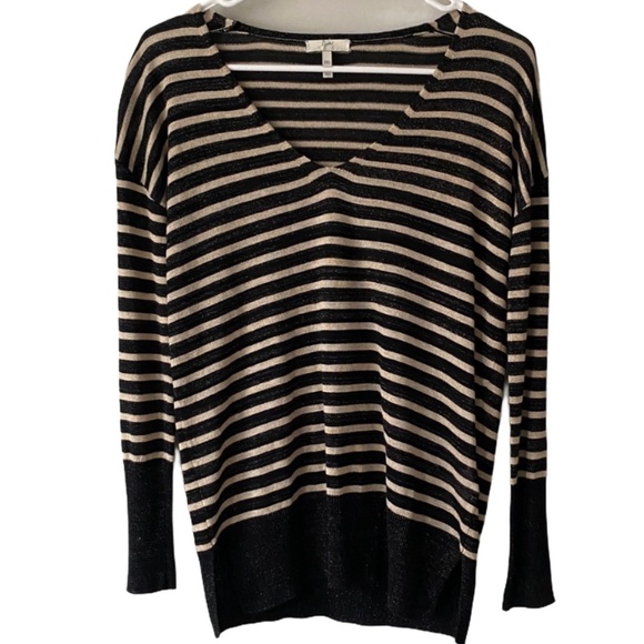 Joie Black Gold Emere Striped Shimmer Sweater - Picture 8 of 8